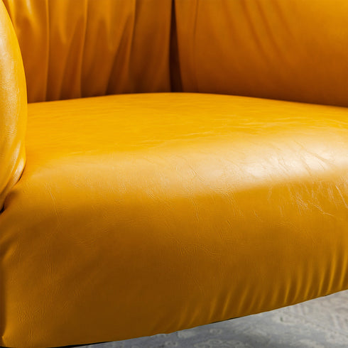 Kadar Leather Barrel Chair-Yellow Modern Leather Chair | Accent Chairs | Kinwell Furniture | Barrel Chairs